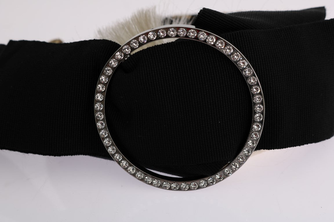 Dolce &amp; Gabbana Black Crystal White Diadem Headband