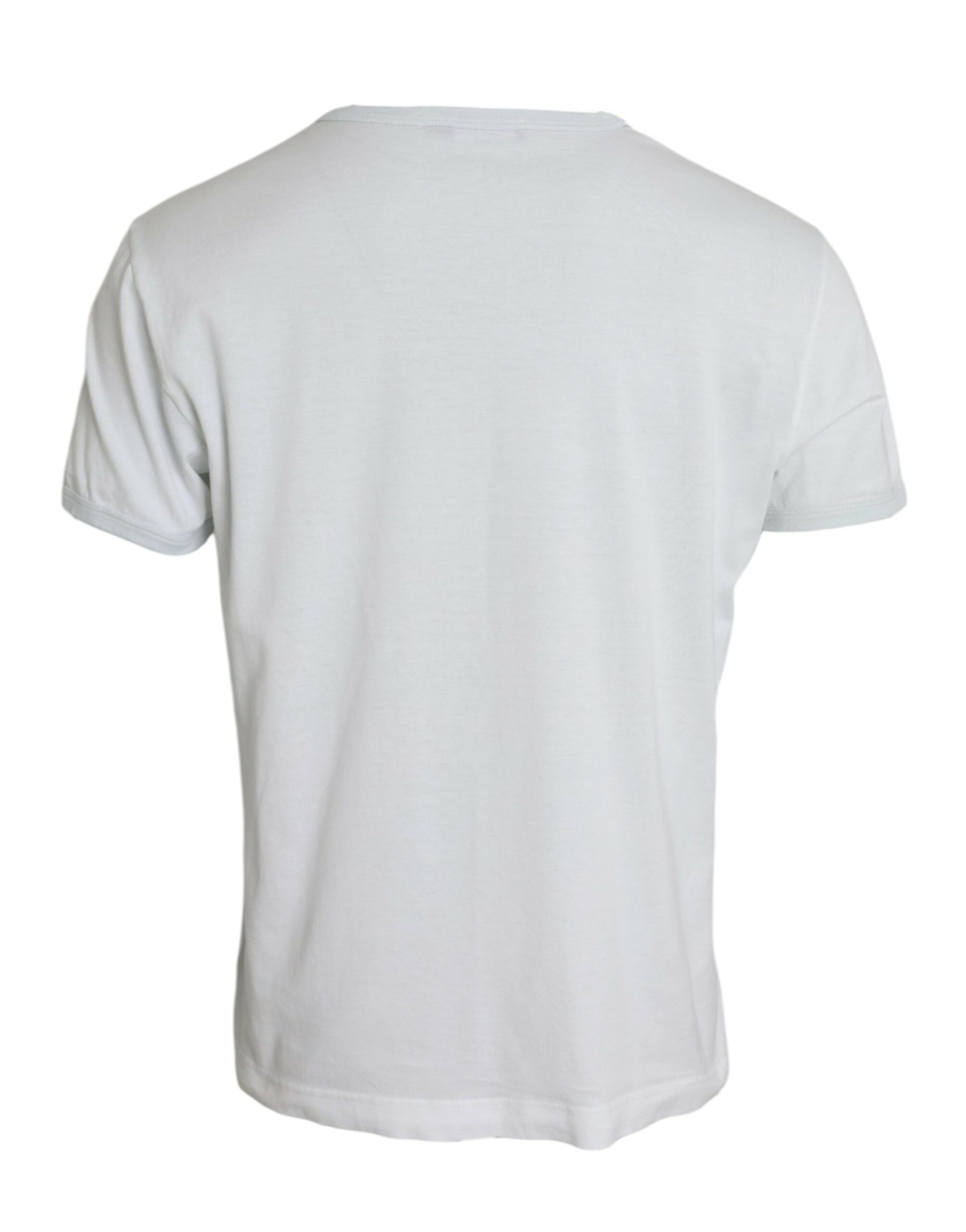 Dolce & Gabbana White Cotton Round Neck Short Sleeve T-shirt by Dolce & Gabbana