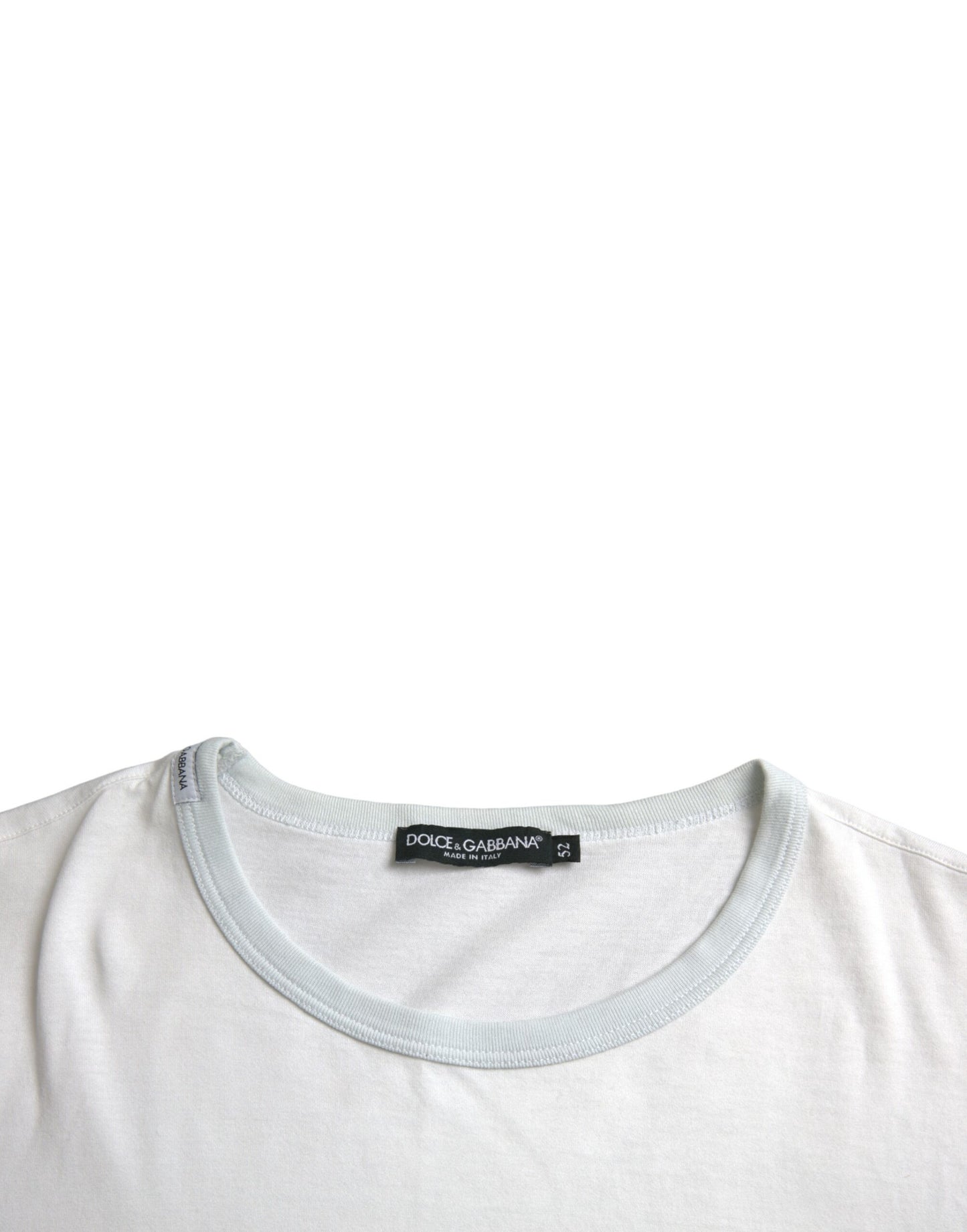 Dolce & Gabbana White Cotton Round Neck Short Sleeve T-shirt by Dolce & Gabbana