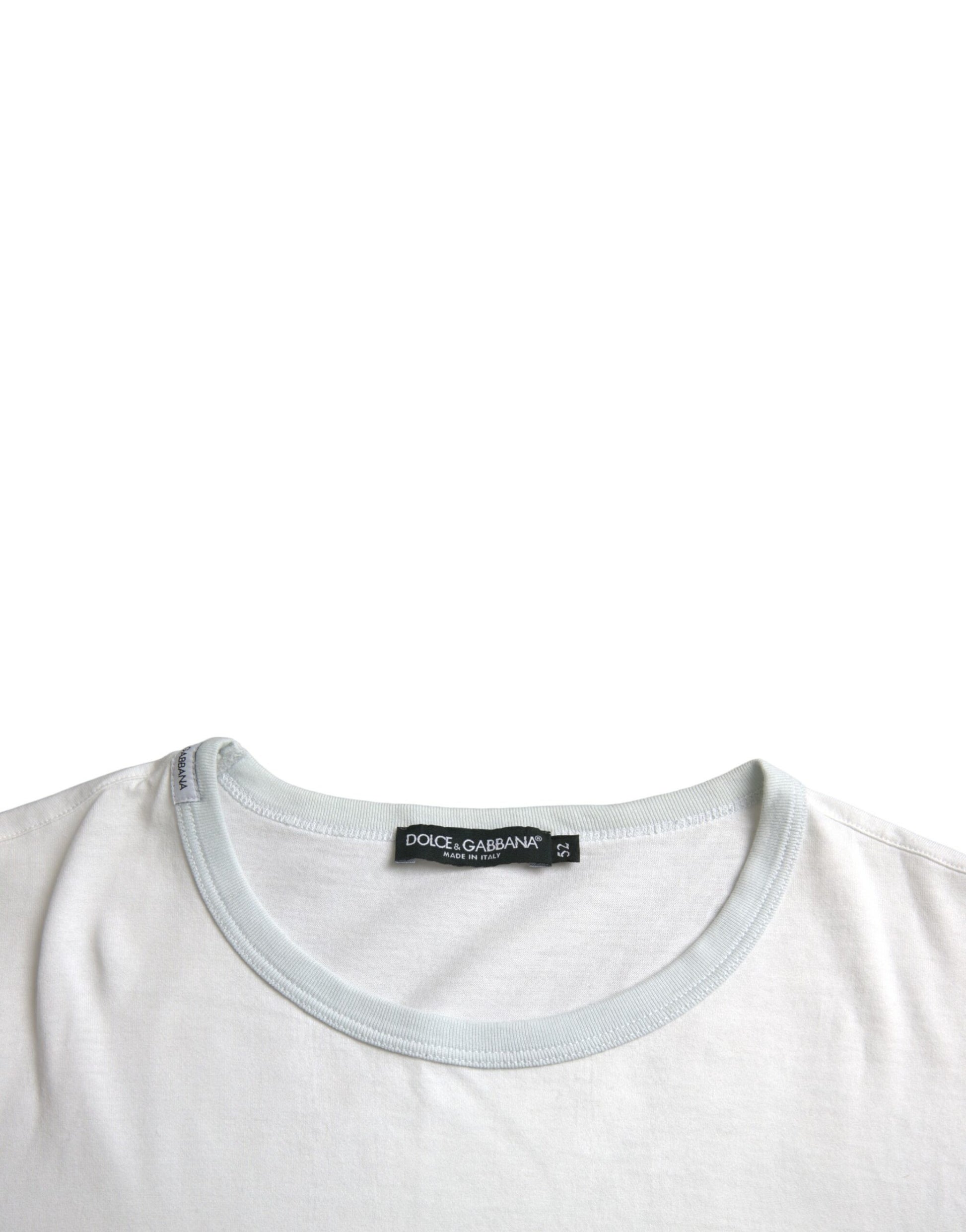 Dolce & Gabbana White Cotton Round Neck Short Sleeve T-shirt by Dolce & Gabbana