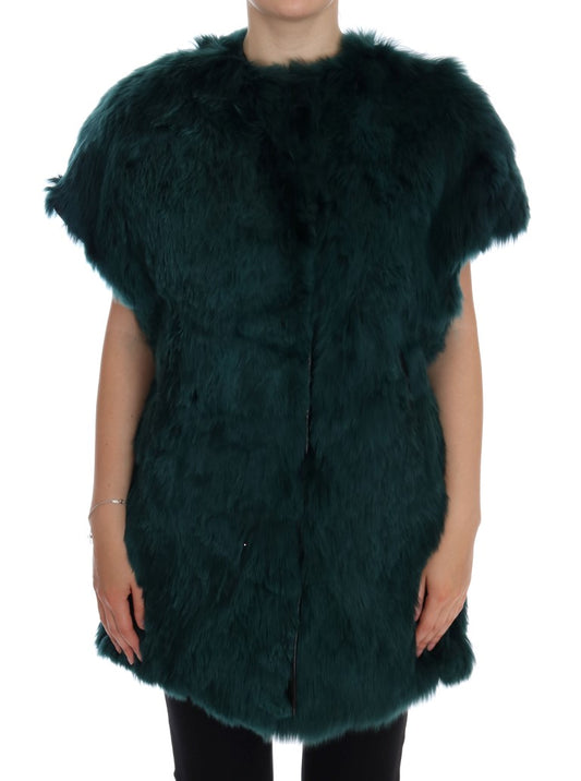 Dolce &amp; Gabbana - Gilet long en fourrure d'alpaga verte exquise