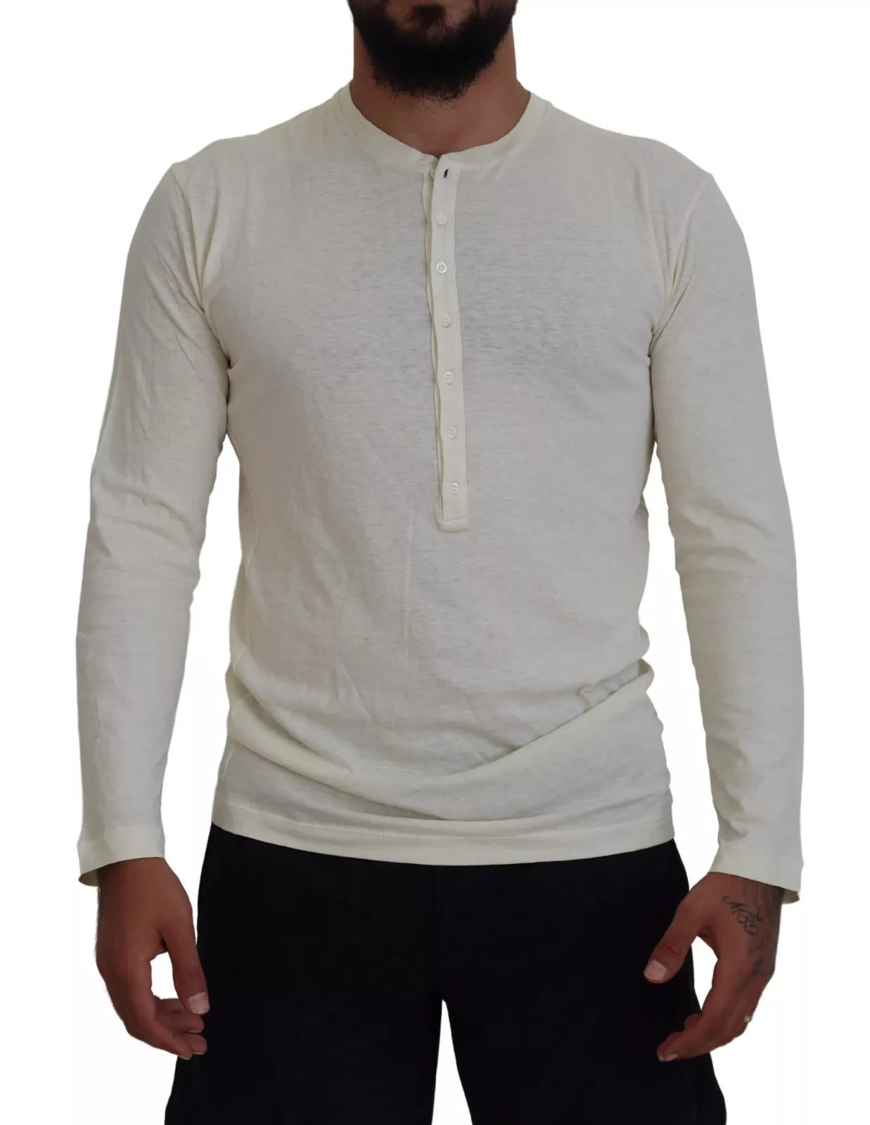 Dsquared² Beige Cotton Linen Long Sleeves Pullover Sweater by Dsquared²
