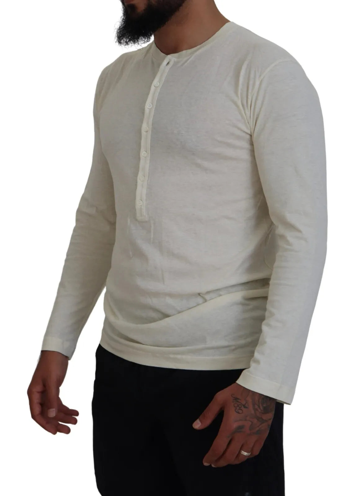 Dsquared² Beige Cotton Linen Long Sleeves Pullover Sweater by Dsquared²