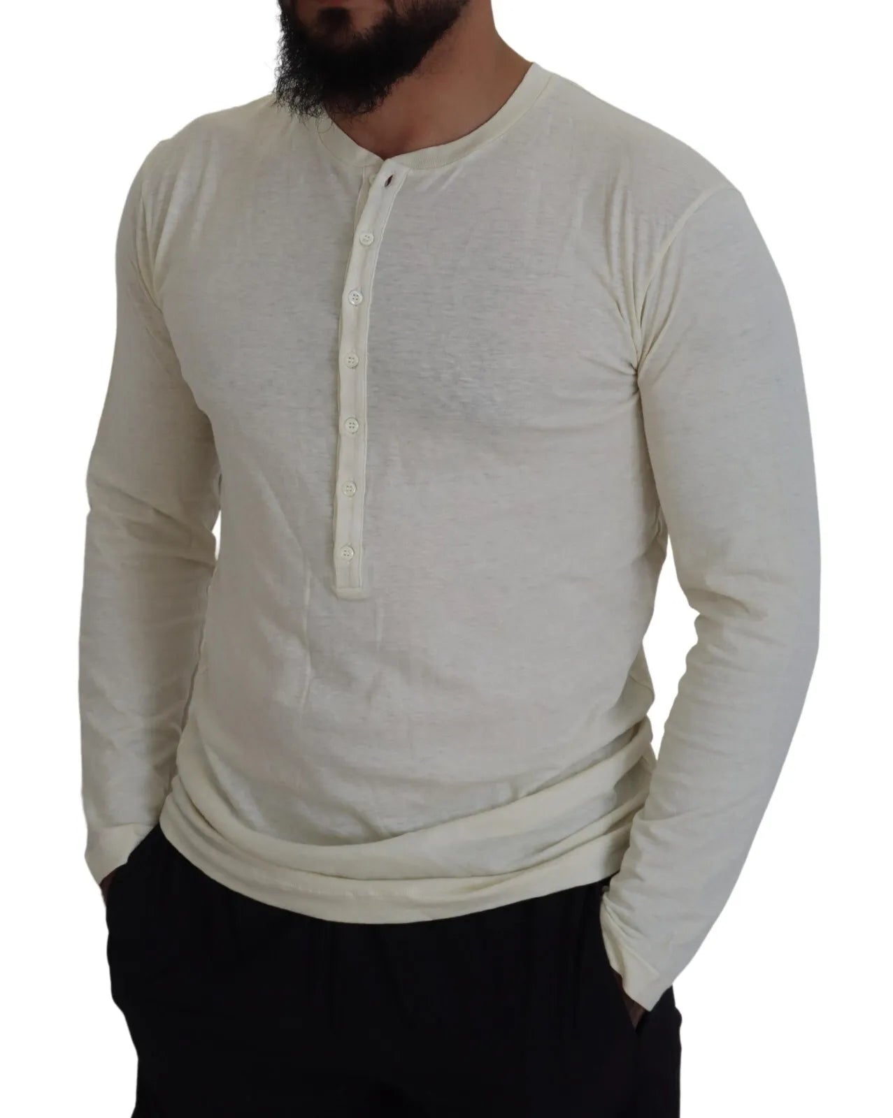 Dsquared² Beige Cotton Linen Long Sleeves Pullover Sweater by Dsquared²