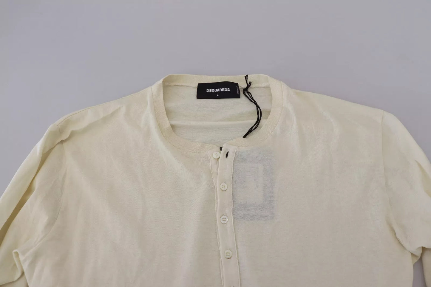 Dsquared² Beige Cotton Linen Long Sleeves Pullover Sweater by Dsquared²