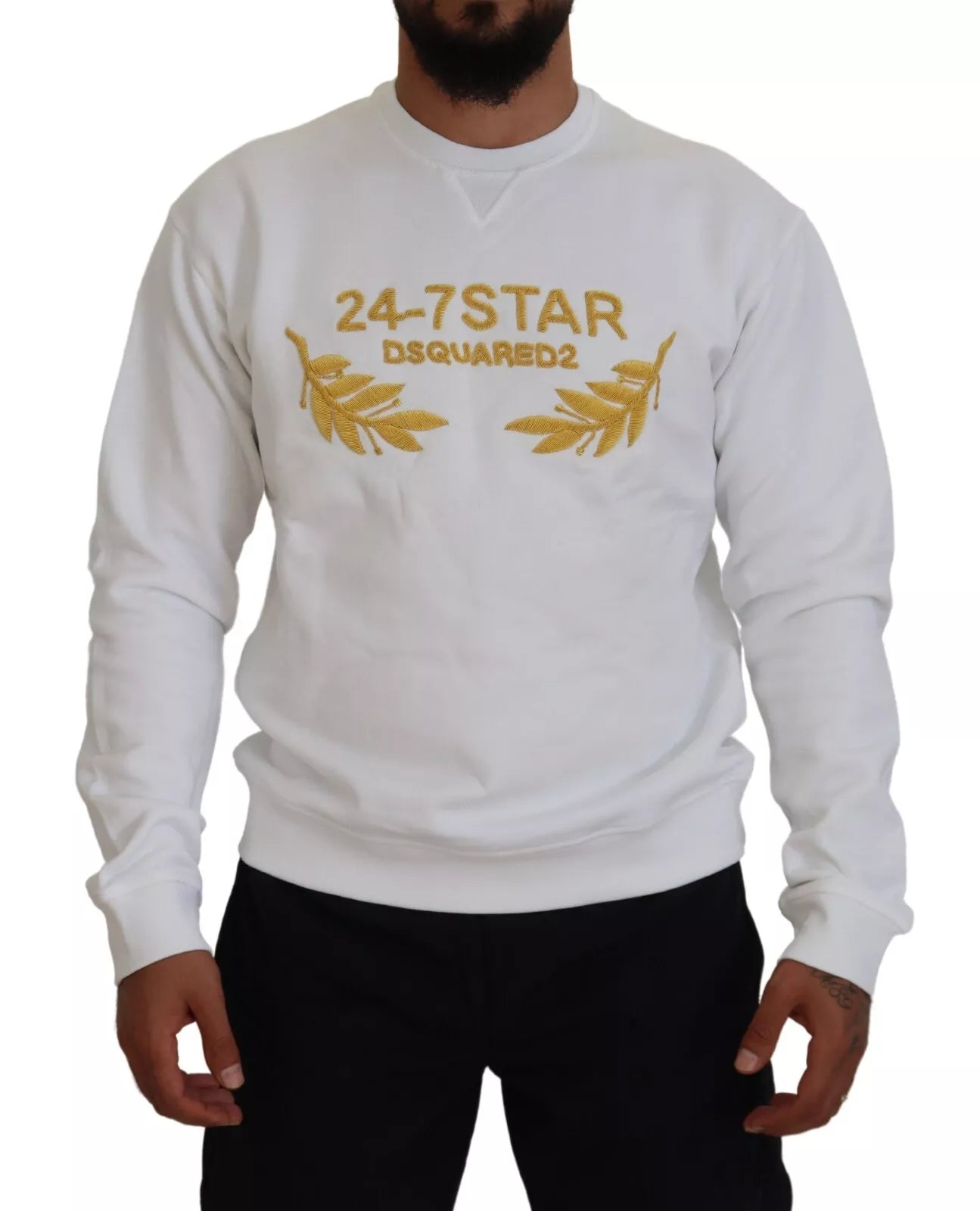 Dsquared² White Embroidered Crewneck Sweatshirt Sweater by Dsquared²