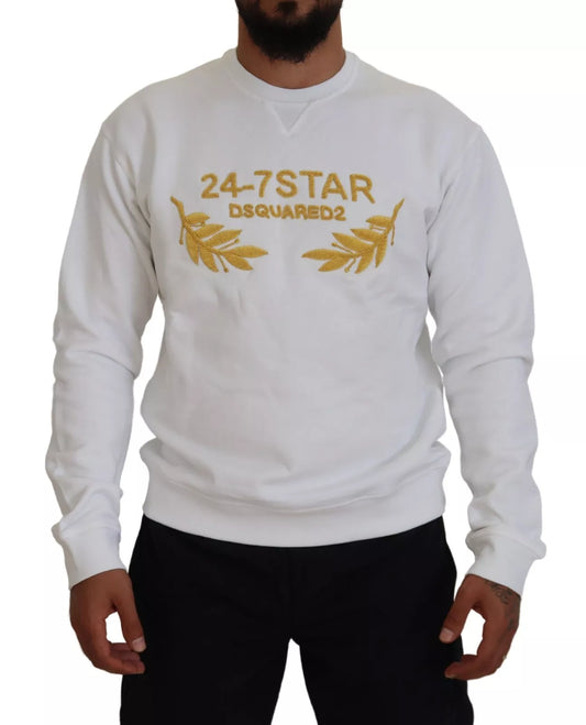 Dsquared² White Embroidered Crewneck Sweatshirt Sweater by Dsquared²
