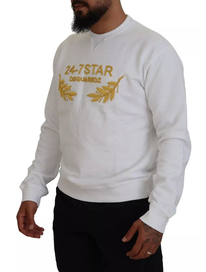 Dsquared² White Embroidered Crewneck Sweatshirt Sweater by Dsquared²