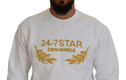 Dsquared² White Embroidered Crewneck Sweatshirt Sweater by Dsquared²