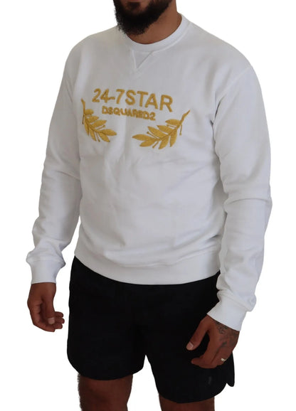 Dsquared² White Embroidered Crewneck Sweatshirt Sweater by Dsquared²