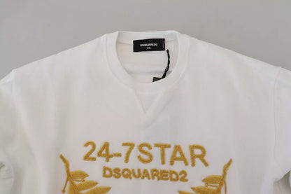 Dsquared² White Embroidered Crewneck Sweatshirt Sweater by Dsquared²