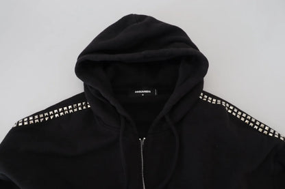 Dsquared² Black Embellished Full Zip Hooded Sweater by Dsquared²