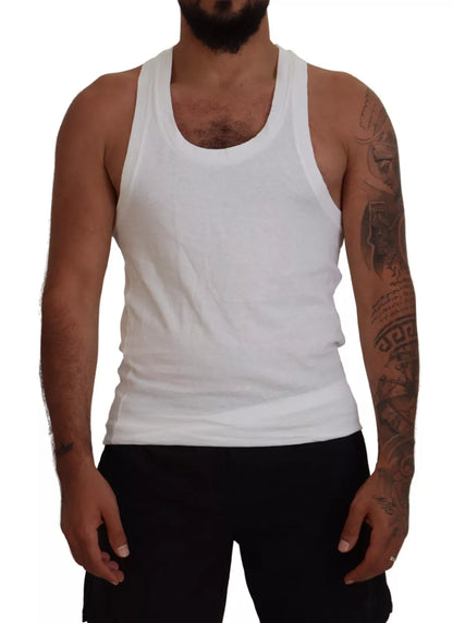 Dsquared² White Cotton Linen Sleeveless Tank T-shirt by Dsquared²