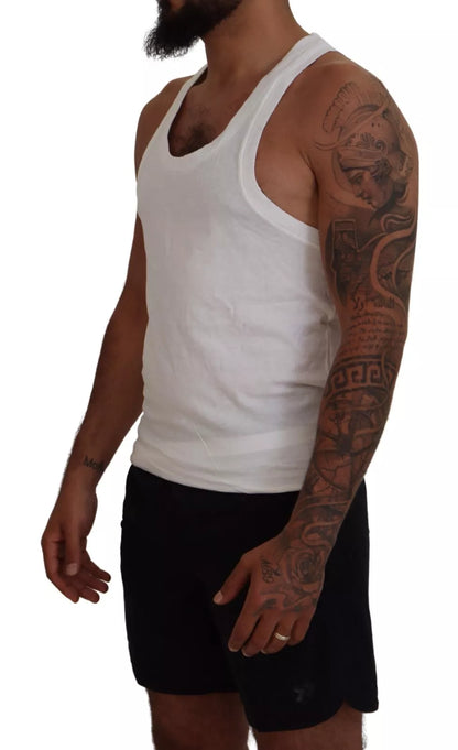 Dsquared² White Cotton Linen Sleeveless Tank T-shirt by Dsquared²