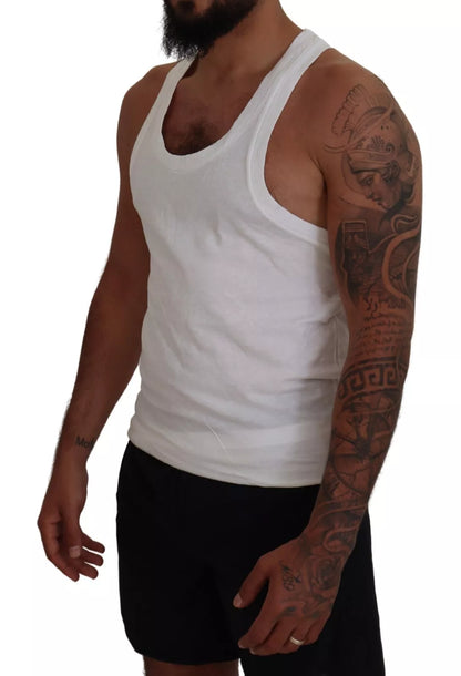Dsquared² White Cotton Linen Sleeveless Tank T-shirt by Dsquared²