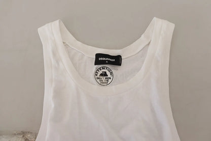 Dsquared² White Cotton Linen Sleeveless Tank T-shirt by Dsquared²