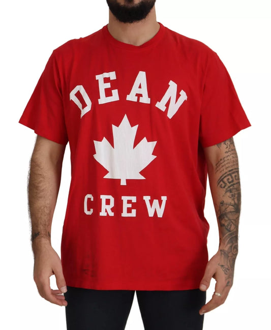 Dsquared² Red Printed Cotton Short Sleeves Crewneck T-shirt by Dsquared²