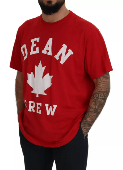 Dsquared² Red Printed Cotton Short Sleeves Crewneck T-shirt by Dsquared²