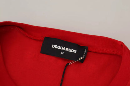 Dsquared² Red Printed Cotton Short Sleeves Crewneck T-shirt by Dsquared²