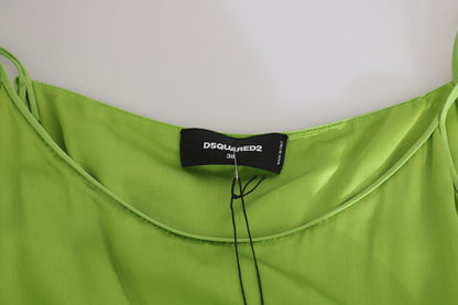 Dsquared² Green Spaghetti Strap Long A-line Pleated Dress by Dsquared²