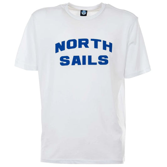 North Sails Elegant White Cotton Tee with Bold Blue Logo by North Sails