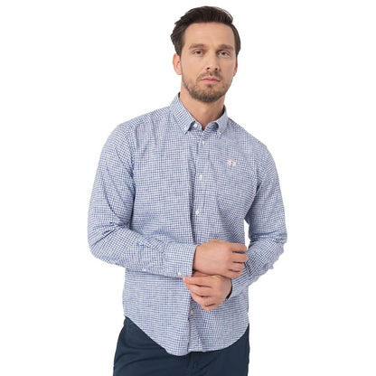 La Martina Elegant Checkered Cotton Shirt with Embroidered Logo by La Martina
