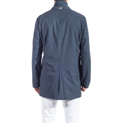 Trench-coat bleu en polyester recyclé People Of Shibuya pour homme