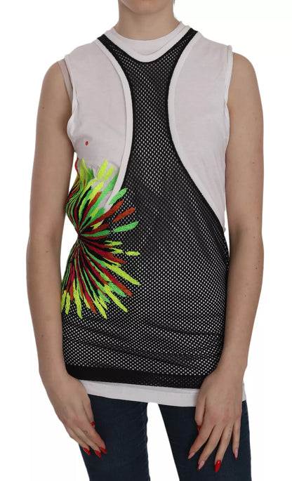 Dsquared² Black White Crew Neck Sleeveless Cotton Blouse by Dsquared²