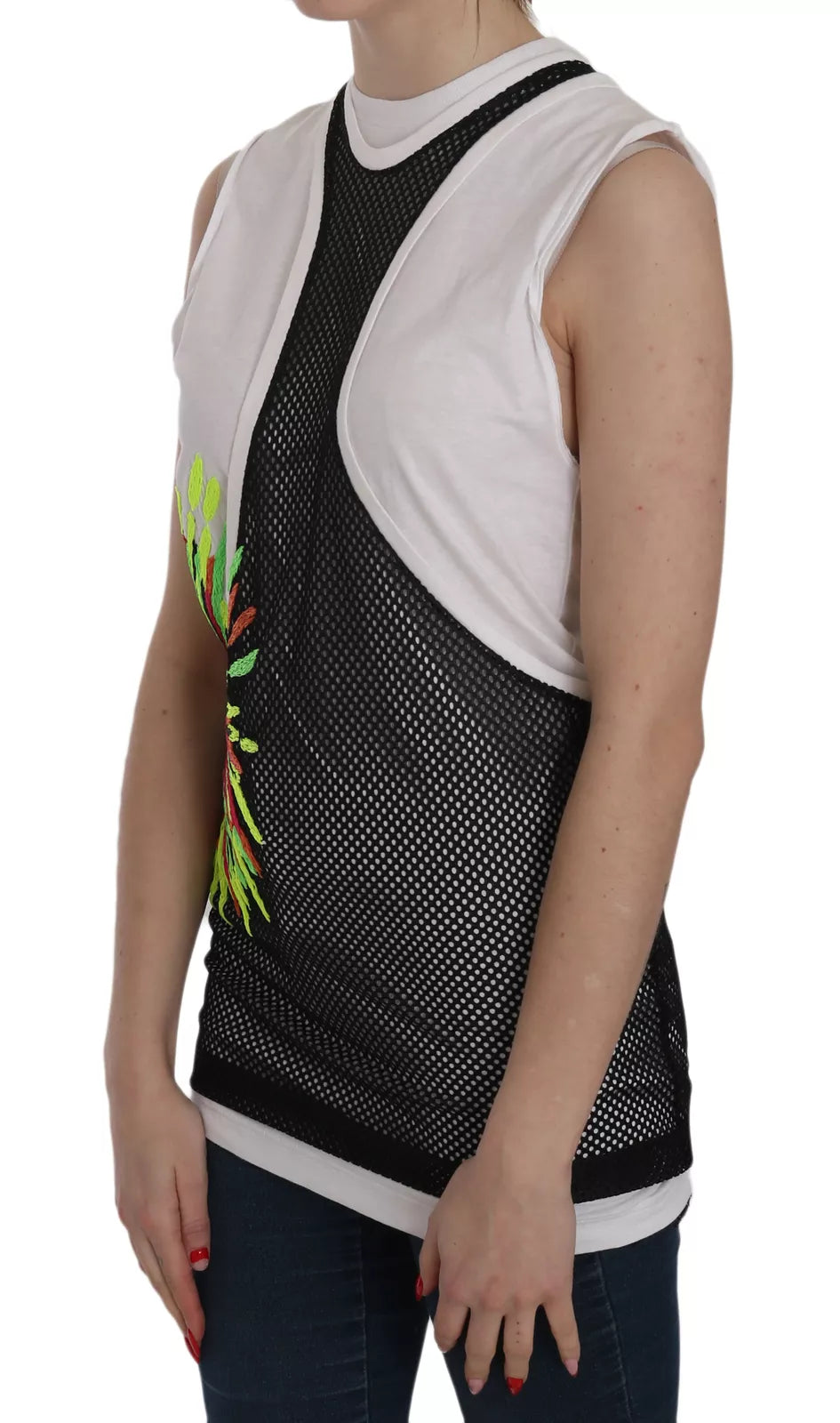 Dsquared² Black White Crew Neck Sleeveless Cotton Blouse by Dsquared²