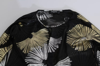 Dsquared² Gold Silver Silk Jacquard See Through Top Blouse by Dsquared²