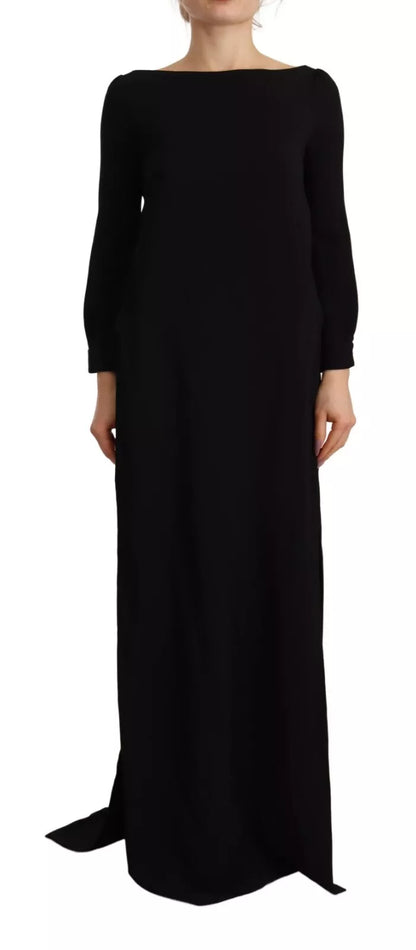 Dsquared² Black Long Sleeves Side Slit Floor Length Dress by Dsquared²
