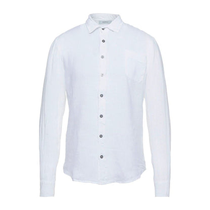 Alpha Studio Elegant White Linen Shirt for Men by Alpha Studio