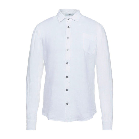 Alpha Studio Elegant White Linen Shirt for Men by Alpha Studio