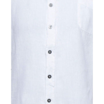 Alpha Studio Elegant White Linen Shirt for Men by Alpha Studio