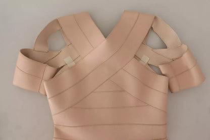 Dsquared² Beige Leather Open Shoulder Sheath Mini Dress by Dsquared²