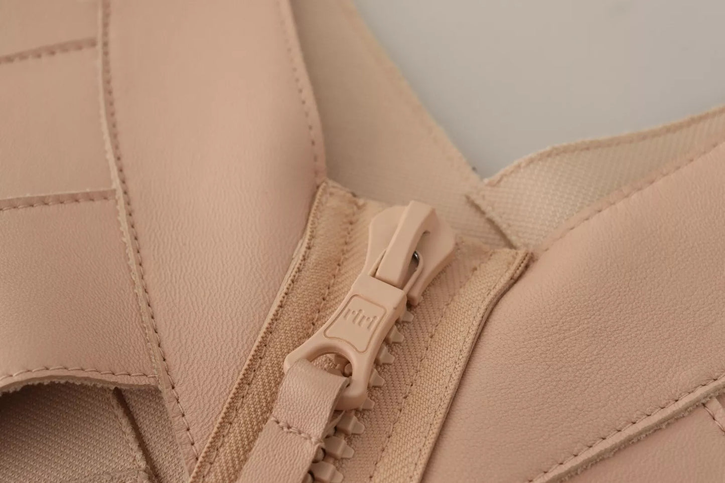Dsquared² Beige Leather Open Shoulder Sheath Mini Dress by Dsquared²