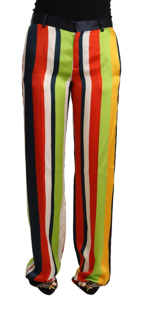Dsquared² Multicolor Striped Mid Waist Straight Pants by Dsquared²