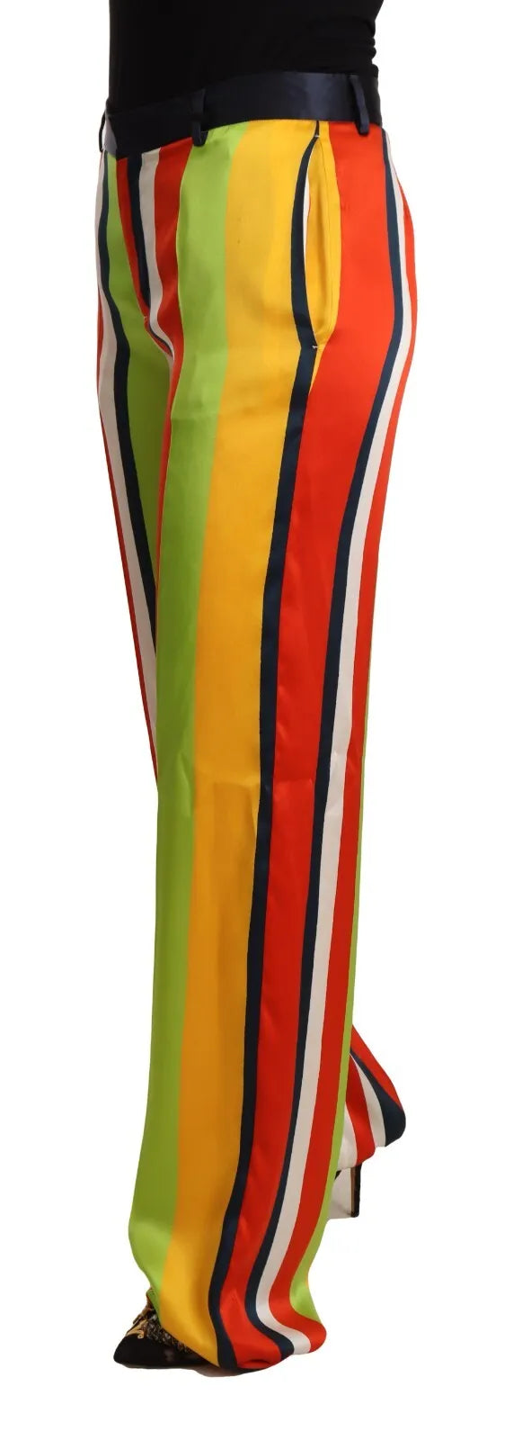 Dsquared² Multicolor Striped Mid Waist Straight Pants by Dsquared²