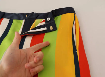 Dsquared² Multicolor Striped Mid Waist Straight Pants by Dsquared²