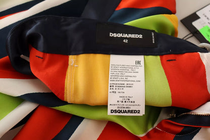 Dsquared² Multicolor Striped Mid Waist Straight Pants by Dsquared²