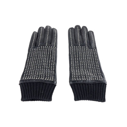 Gants Cavalli Class en cuir d'agneau noir pour homme