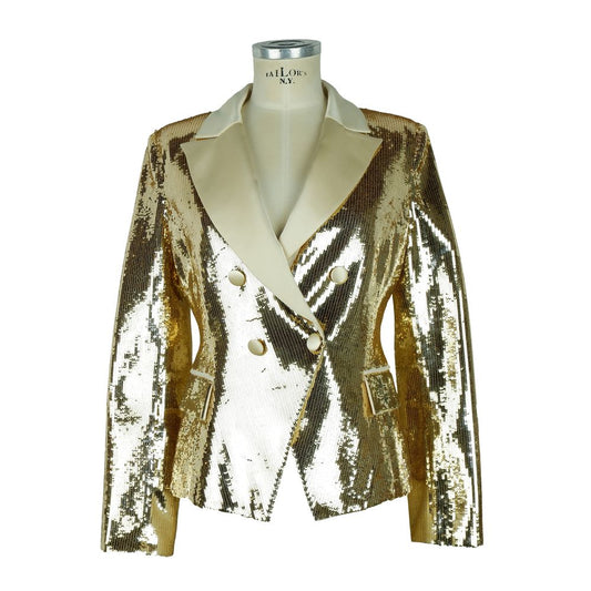 Veste croisée jaune chic à paillettes Elisabetta Franchi