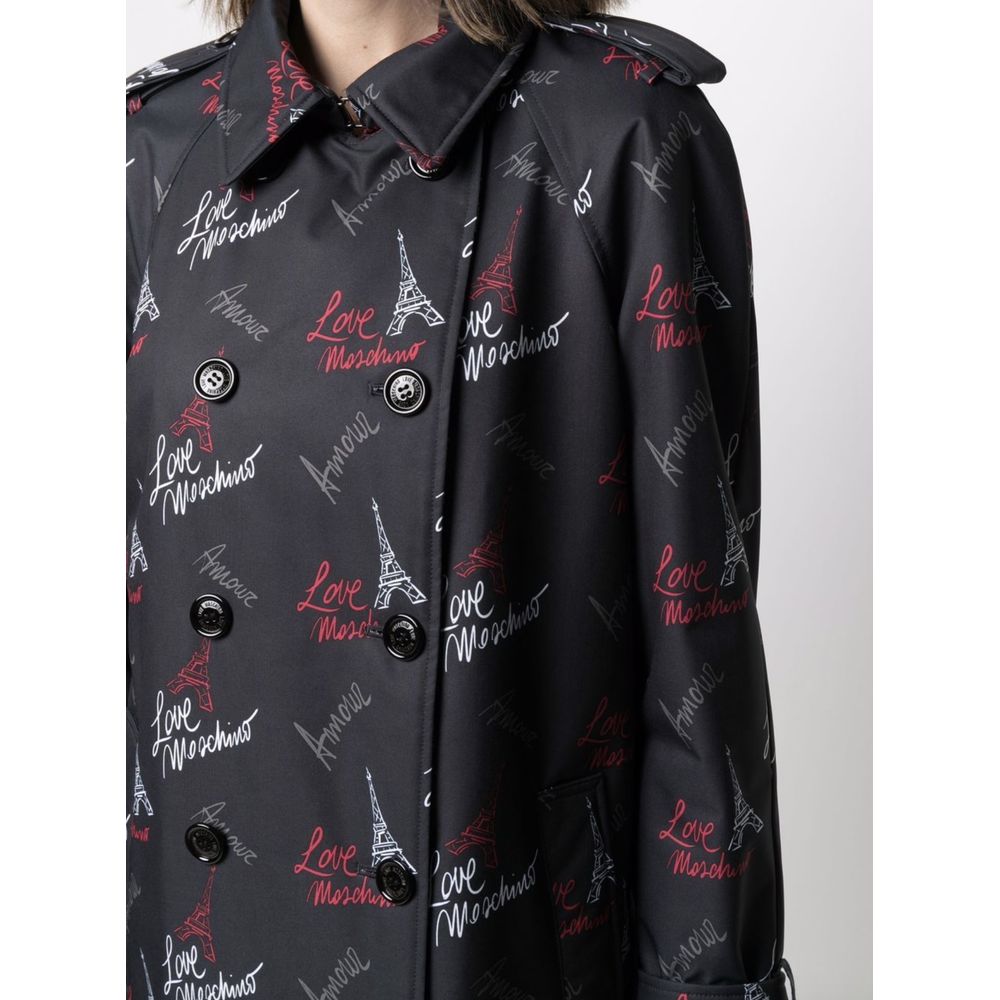 Manteau en polyester noir Love Moschino pour femme