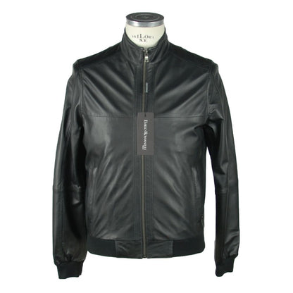 Veste en cuir noir élégante Emilio Romanelli pour homme