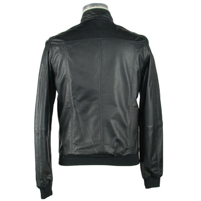 Veste en cuir noir élégante Emilio Romanelli pour homme