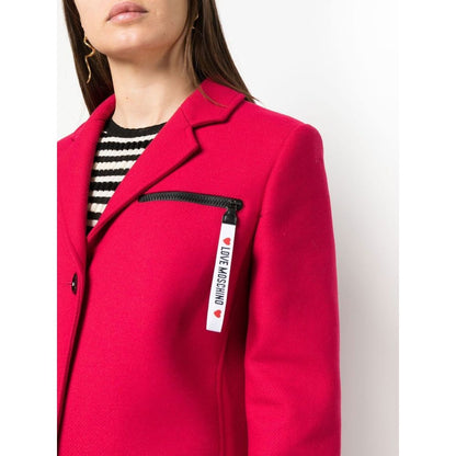 Manteau en laine rose chic Love Moschino avec détails logo