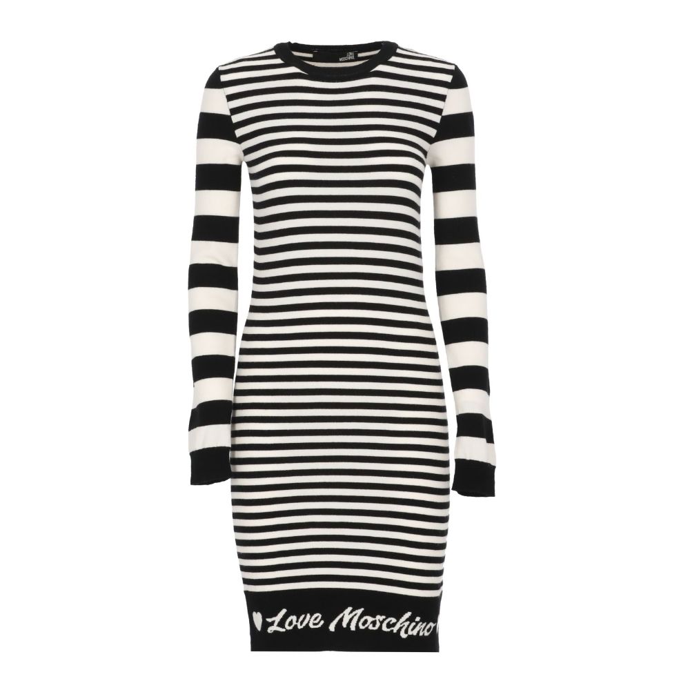 Love Moschino Elegant Striped Knit Dress with Long Sleeves by Love Moschino