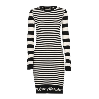 Love Moschino Elegant Striped Knit Dress with Long Sleeves by Love Moschino