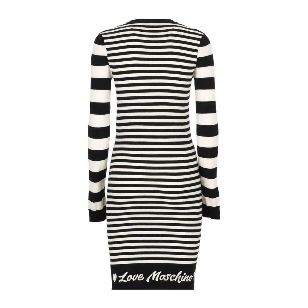 Love Moschino Elegant Striped Knit Dress with Long Sleeves by Love Moschino