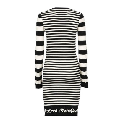 Love Moschino Elegant Striped Knit Dress with Long Sleeves by Love Moschino